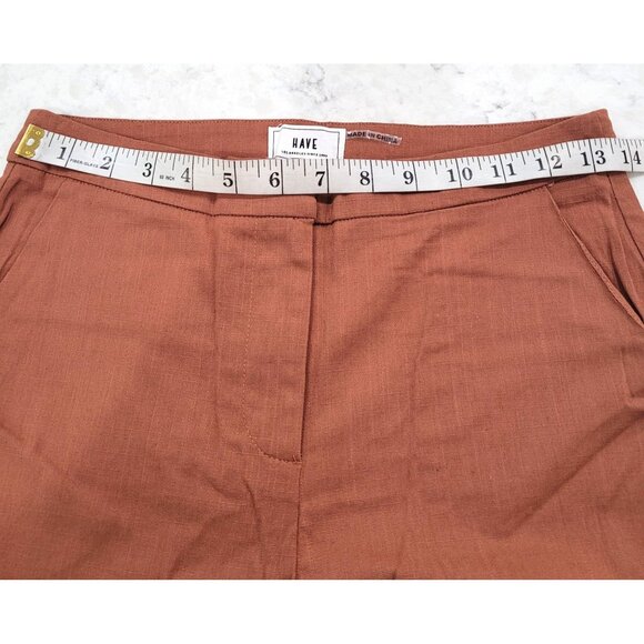 Womens HAVE Rust Brown Slim Fit Cotton-Blend Casual Office Pants Size S - Picture 10 of 12